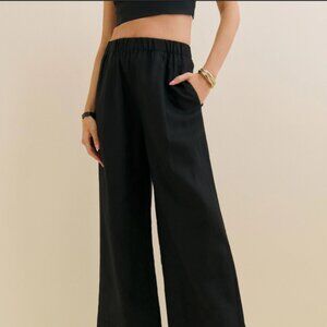 Reformation Fenando Linen Wide Leg Pant, Medium, Black